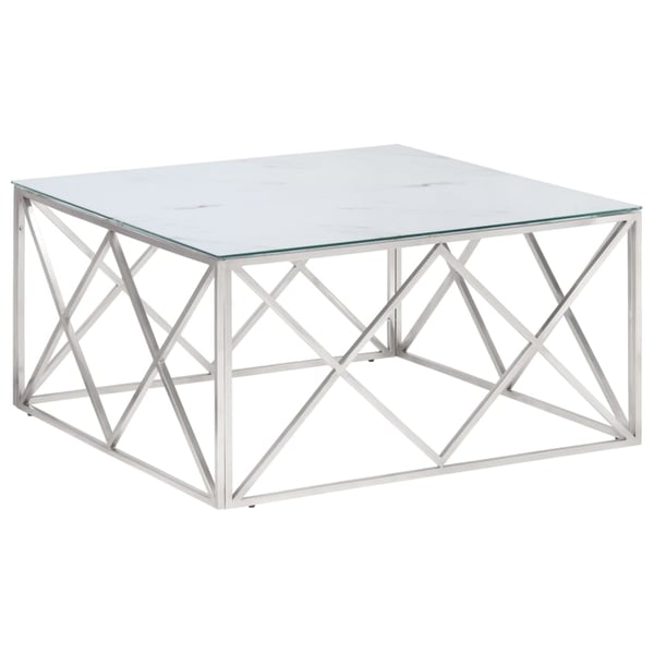 vidaXL Soffbord silver rostfritt stål och härdat glas