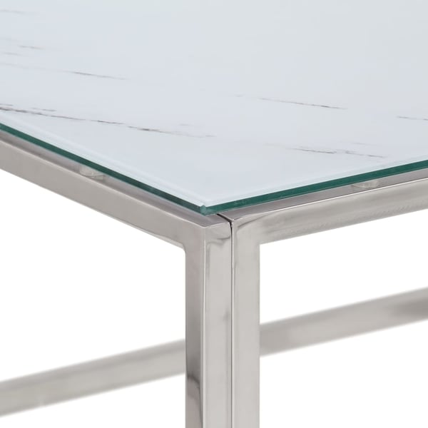 vidaXL Salongbord sølv rustfritt stål og herdet glass