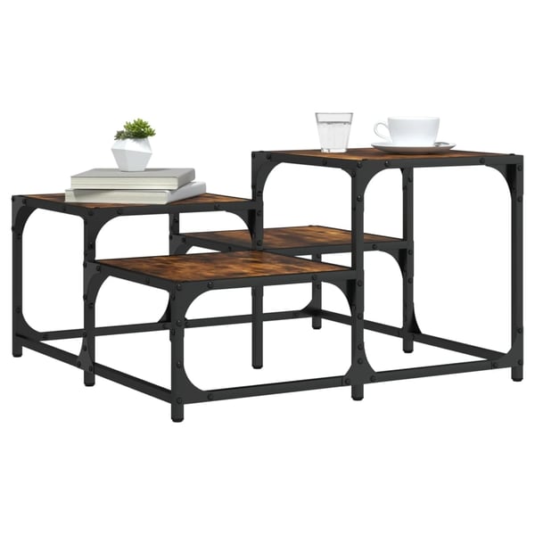 vidaXL Salongbord røkt eik 68x68x40 cm konstruert tre