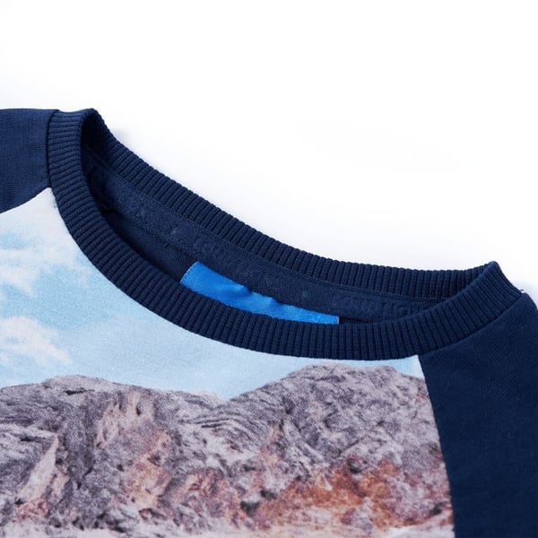 vidaXL T-skjorte for barn lange ermer marineblå 128