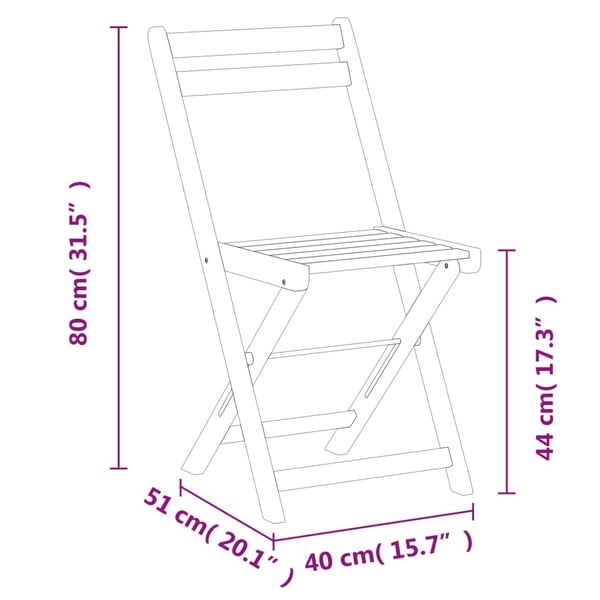 vidaXL foldbare bistrostole 8 stk. massivt akacietræ
