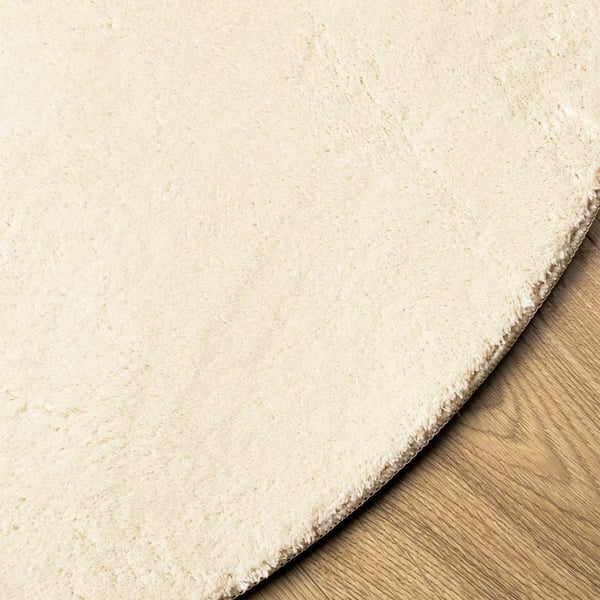 vidaXL Teppe HUARTE kort luv mykt og vaskbart kremhvit Ø 80 cm