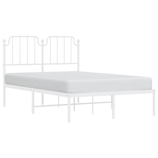 vidaXL Sengeramme i metall med hodegavl hvit 120x200 cm