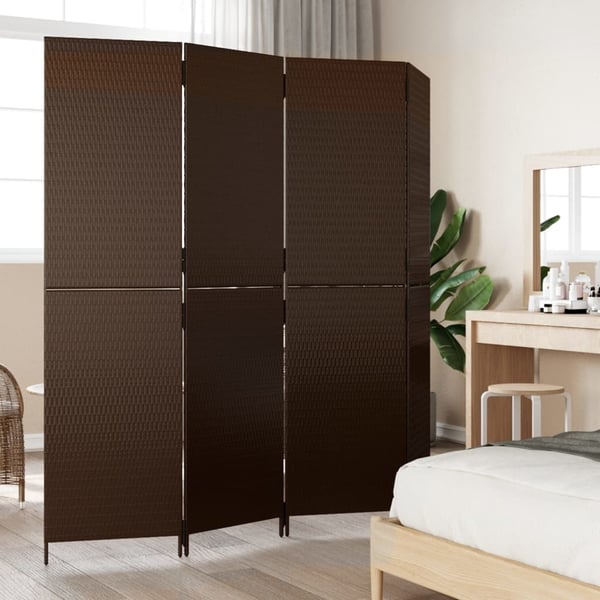 vidaXL rumdeler 4 paneler polyrattan brun