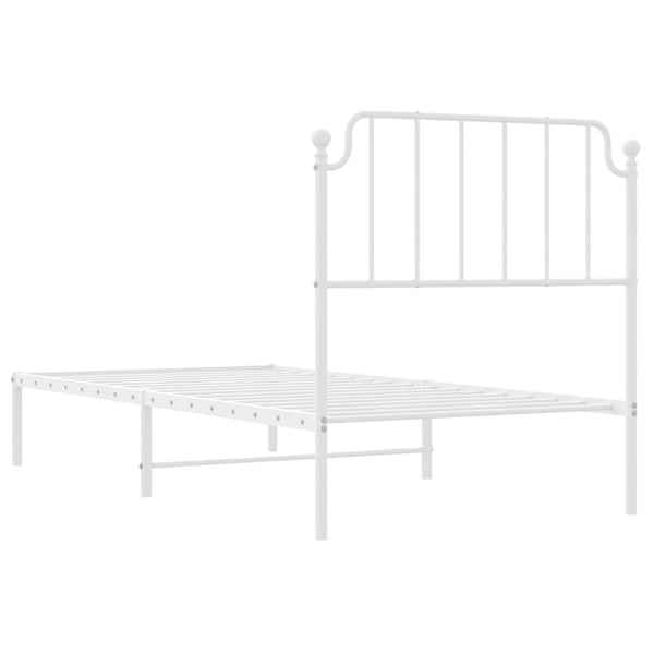 vidaXL Sengeramme i metall med hodegavl hvit 90x200 cm