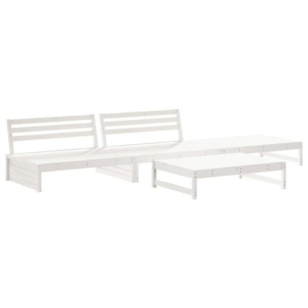 vidaXL Hagesofagruppe 4 deler hvit heltre furu