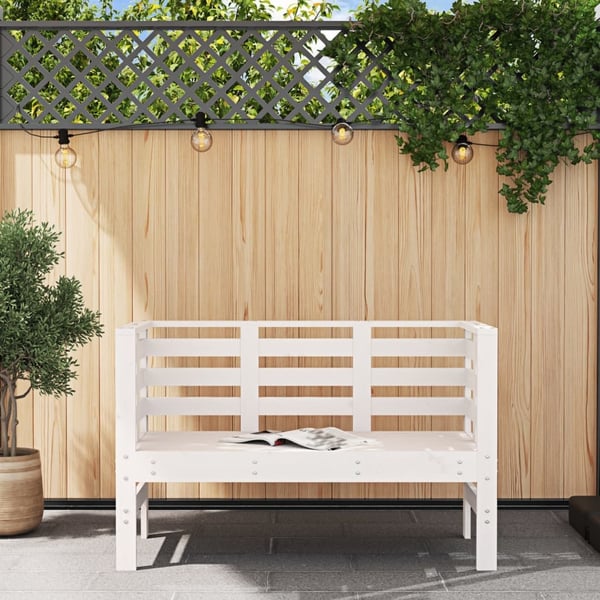 vidaXL Hagebenk hvit 111,5x53x71 cm heltre furu