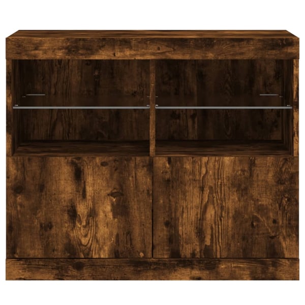 vidaXL Skjenk med LED-lys røkt eik 81x37x67 cm