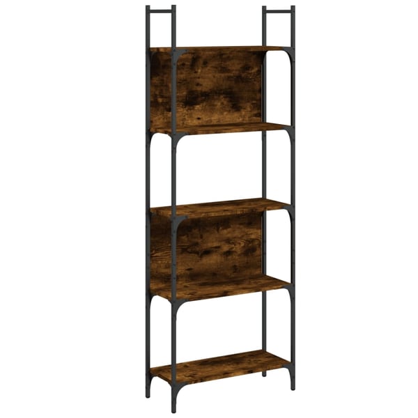 vidaXL bogreol 60,5x24x166,5 cm 4 hylder konstrueret træ røget eg