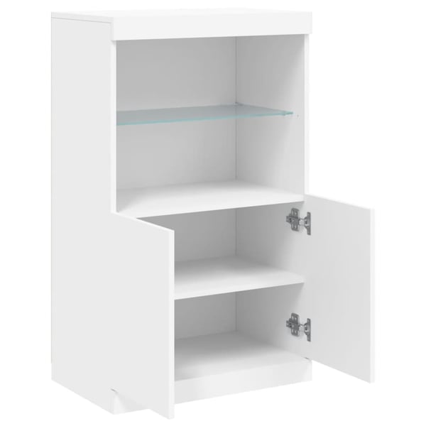vidaXL Skjenk med LED-lys hvit 60,5x37x100 cm