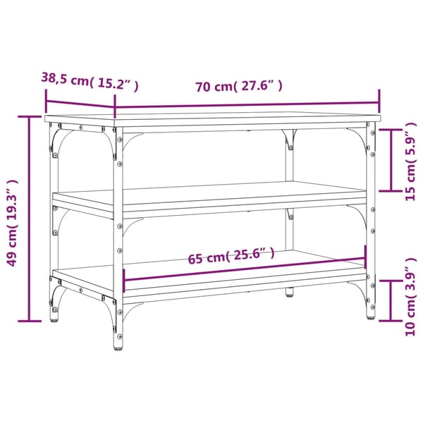 vidaXL skobænk 70x38,5x49 cm konstrueret træ sort