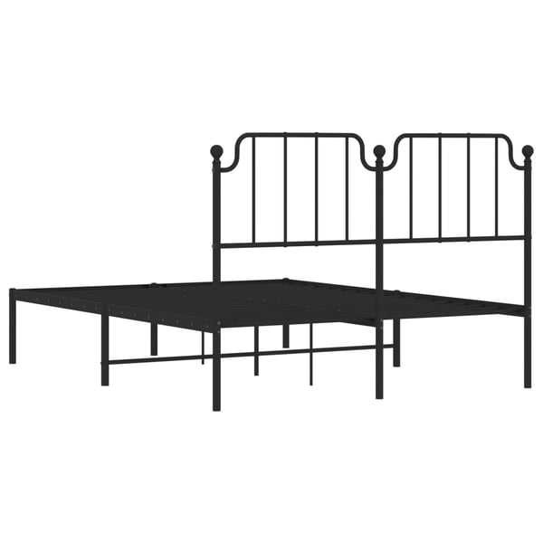 vidaXL Sengeramme i metall med hodegavl svart 135x190 cm