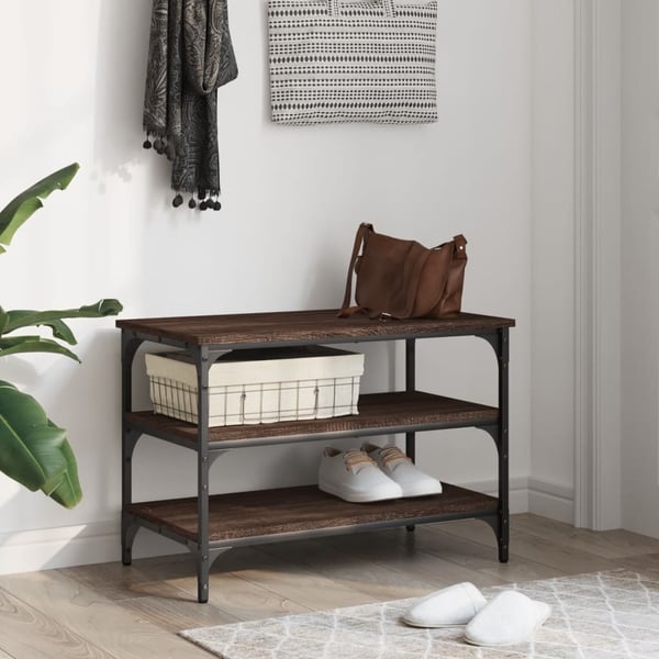 vidaXL skobænk 70x38,5x49 cm konstrueret træ brun egetræsfarve
