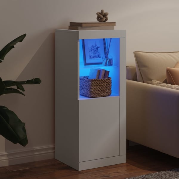 vidaXL Skjenk med LED-lys hvit 41x37x100 cm