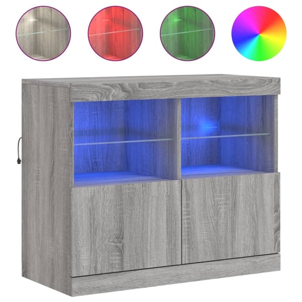 vidaXL Senkki LED-valoilla harmaa Sonoma 81x37x67 cm