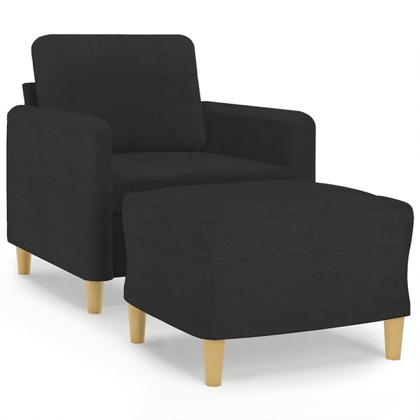 vidaXL sofastol med fodskammel 60 cm stof Sort