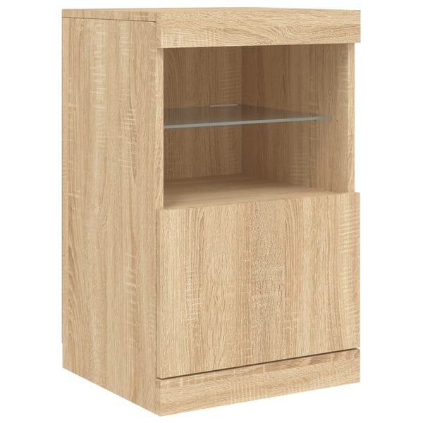 vidaXL Skjenk med LED-lys sonoma eik 41x37x67 cm