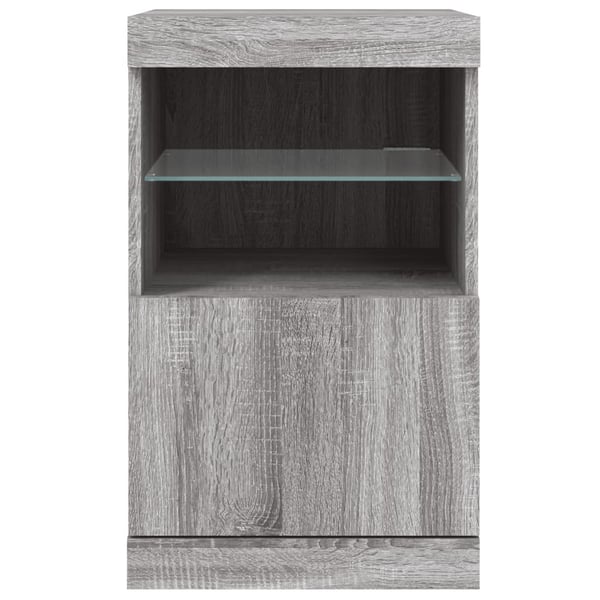 vidaXL Skjenk med LED-lys grå sonoma 41x37x67 cm