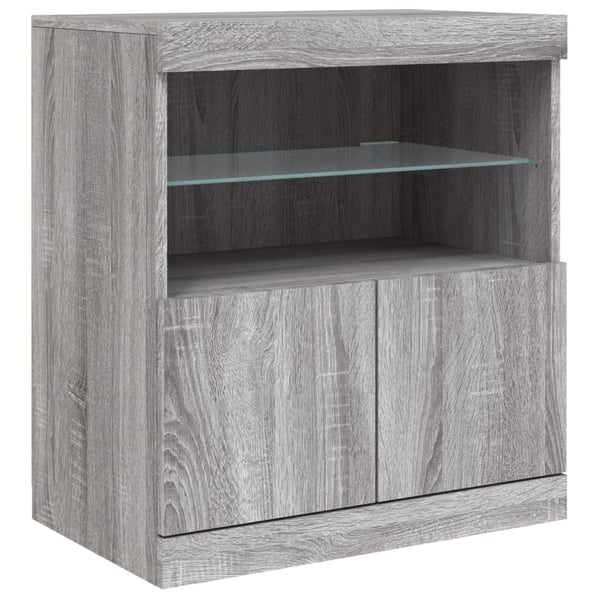 vidaXL Skjenk med LED-lys grå sonoma 60x37x67 cm