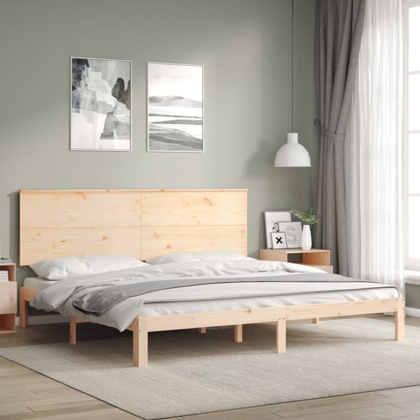 vidaXL sengeramme med sengegavl Super King Size massivt træ