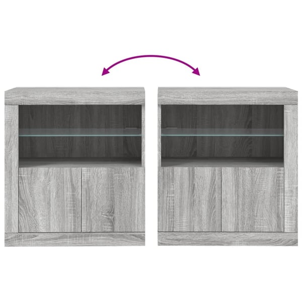 vidaXL Senkki LED-valoilla harmaa Sonoma 60,5x37x67 cm