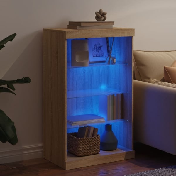 vidaXL Skjenk med LED-lys sonoma eik 60,5x37x100 cm