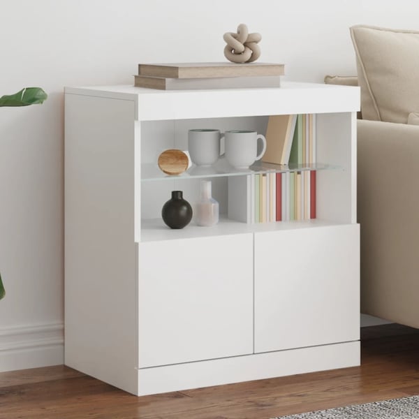 vidaXL Senkki LED-valoilla valkoinen 60x37x67 cm