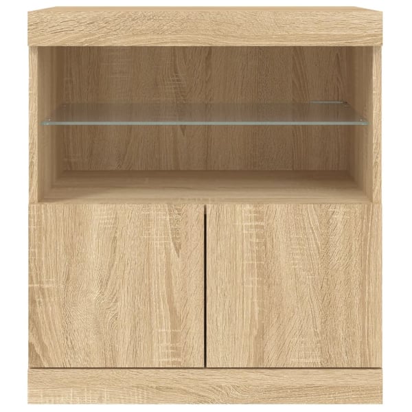 vidaXL Skjenk med LED-lys sonoma eik 60x37x67 cm