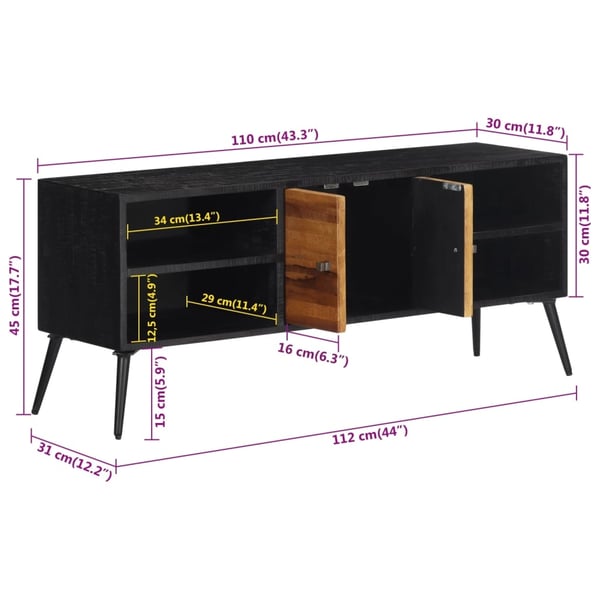 vidaXL TV-benk 112x31x45 cm gjenvunnet heltre teak