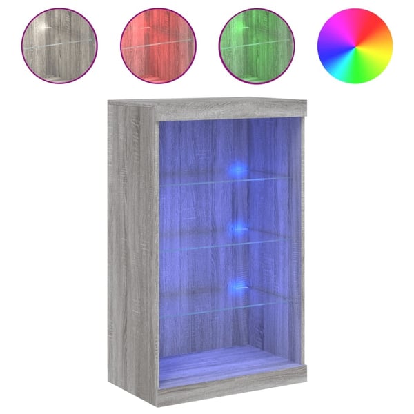 vidaXL skænk med LED-lys 60,5x37x100 cm grå sonoma-eg