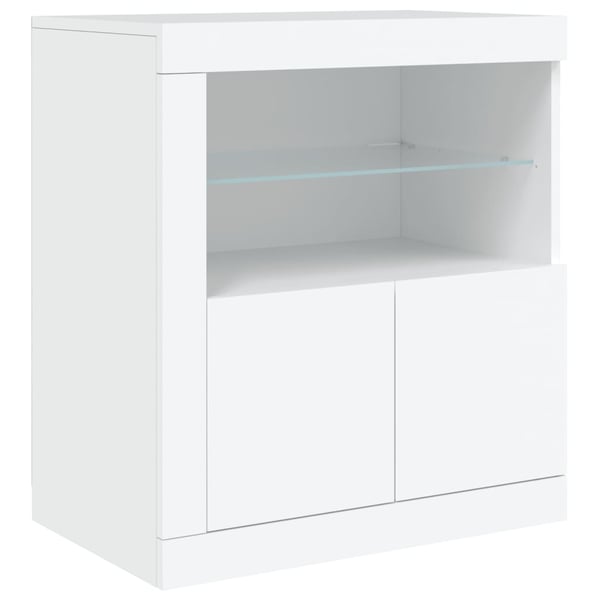 vidaXL Skjenk med LED-lys hvit 60,5x37x67 cm