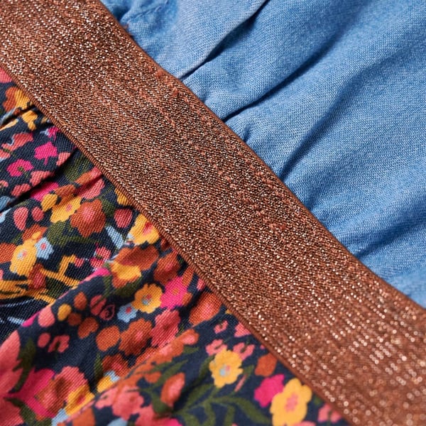 vidaXL Barnekjole med lange ermer marineblå og denimblå 116