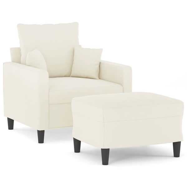 vidaXL sofastol med fodskammel 60 cm velour cremefarvet