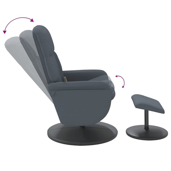 vidaXL massagestol med fodskammel fløjl mørkegrå