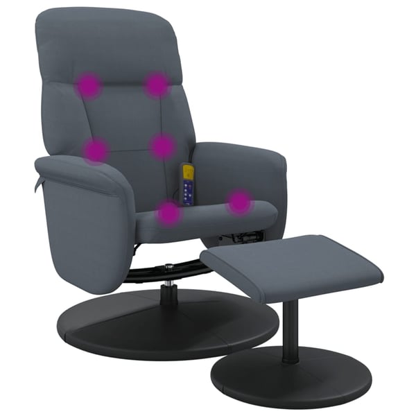 vidaXL massagestol med fodskammel fløjl mørkegrå