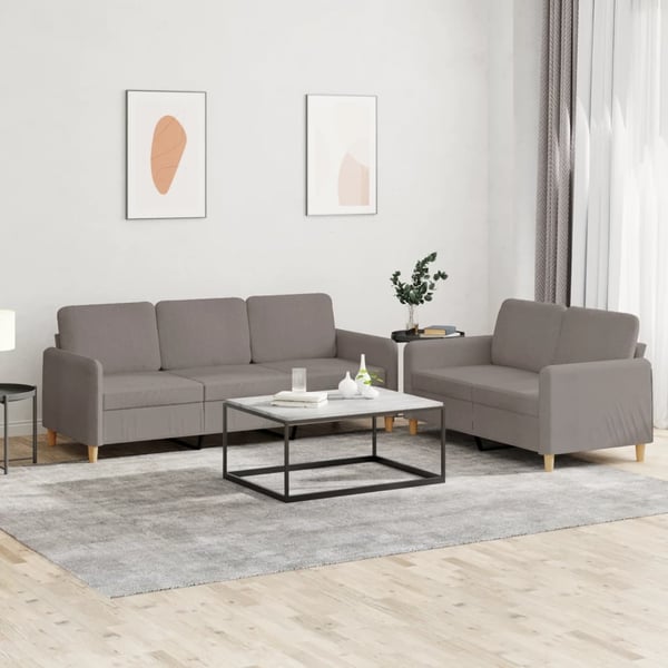 vidaXL sofasæt 2 dele med hynder stof gråbrun