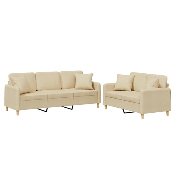 vidaXL sofasæt 2 dele med puder stof cremefarvet