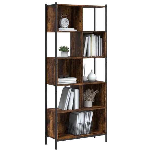 vidaXL bogreol 72x28x172 cm konstrueret træ røget egetræsfarve