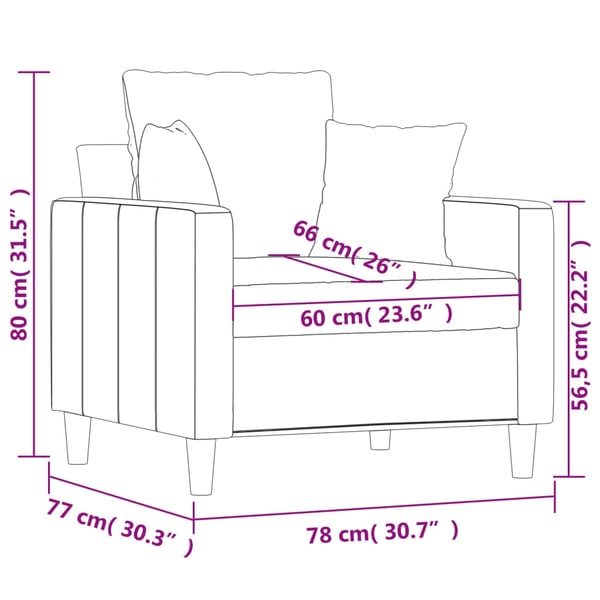 vidaXL lænestol 60 cm velour lysegrå