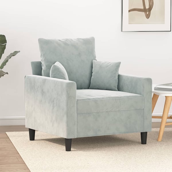 vidaXL lænestol 60 cm velour lysegrå