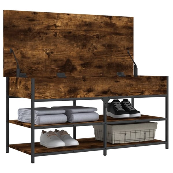 vidaXL Skobänk rökfärgad ek 100x42,5x50 cm konstruerat trä
