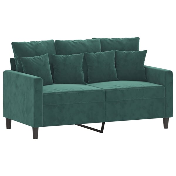 vidaXL sofasæt 3 dele med hynder velour mørkegrøn