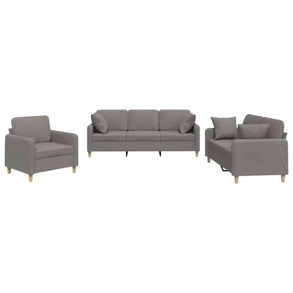 vidaXL sofasæt 3 dele med puder stof gråbrun