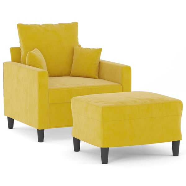 vidaXL sofastol med fodskammel 60 cm velour gul