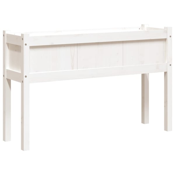 vidaXL plantekasse med ben 110x31x70 cm massivt fyrretræ hvid