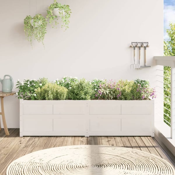 vidaXL Hageplantekasse hvit 180x50x50 cm heltre furu