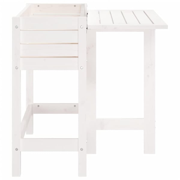 vidaXL Plantekasse med foldbar bordplate hvit heltre furu