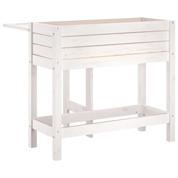 vidaXL Plantekasse med foldbar bordplate hvit heltre furu