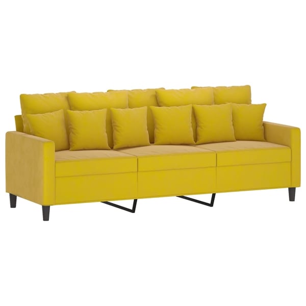 vidaXL 3-personers sofa med fodskammel 180 cm velour gul