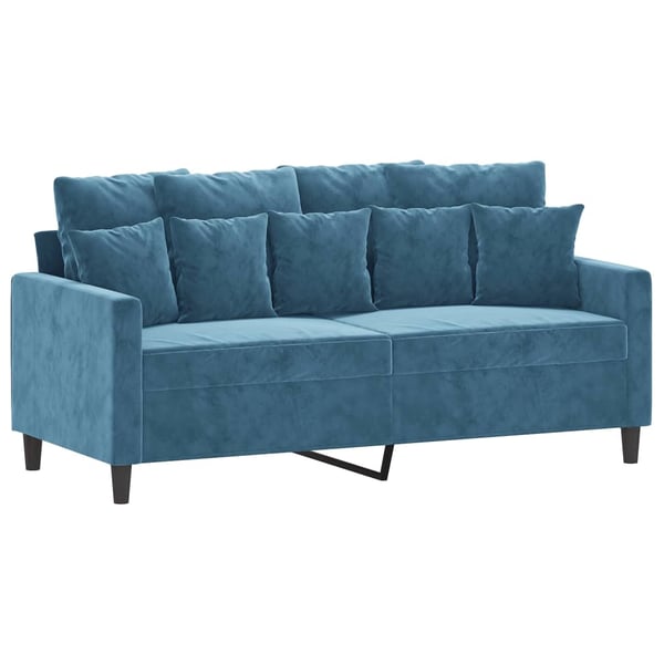 vidaXL sofasæt 2 dele med hynder velour blå